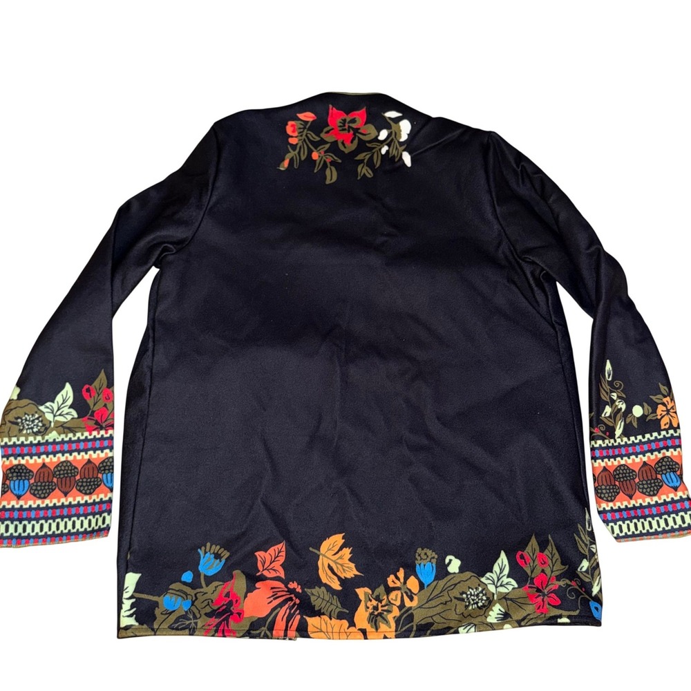 Misslook Black Floral Open Front Long Sleeve Women's Cardigan XL - Picture 2 of 10